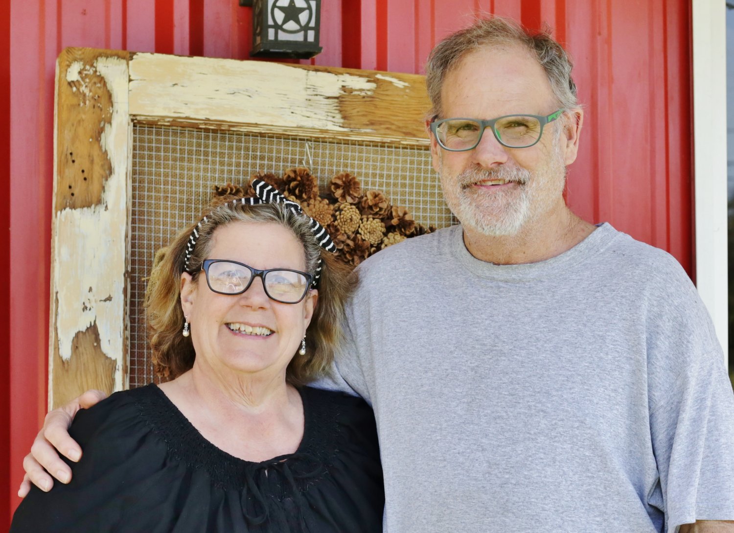 Judy and David Peacock at their shop Red Barn Treasures in Winnsboro.